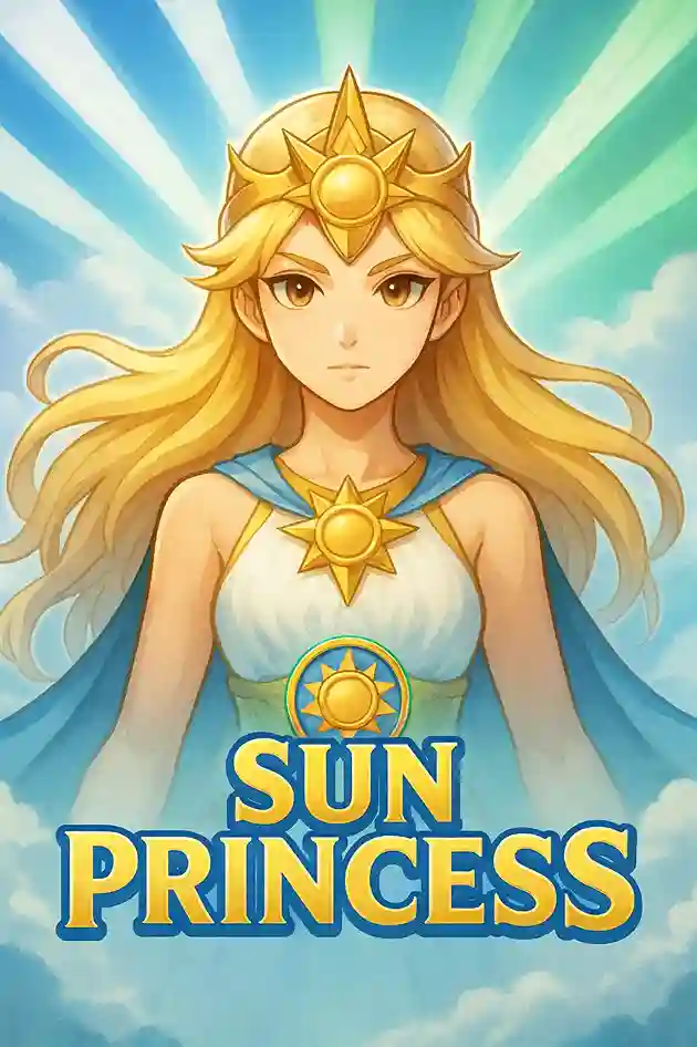 Sun Princess slot artwork featuring the golden anime-style Sun Princess character with radiant beams and game logo