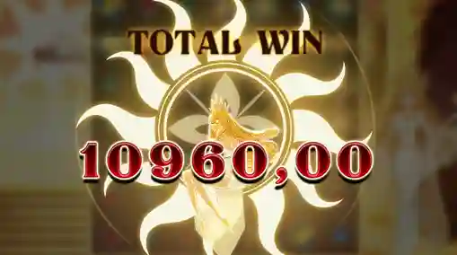 Sun Princess slot total win 10960.00 displayed with solar golden background