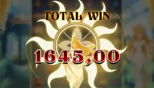 Sun Princess slot total win 1645.00 shown with radiant sun symbol