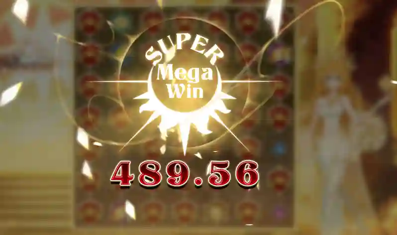 Sun Princess Super Mega Win animation showing a 489.56 payout in golden light